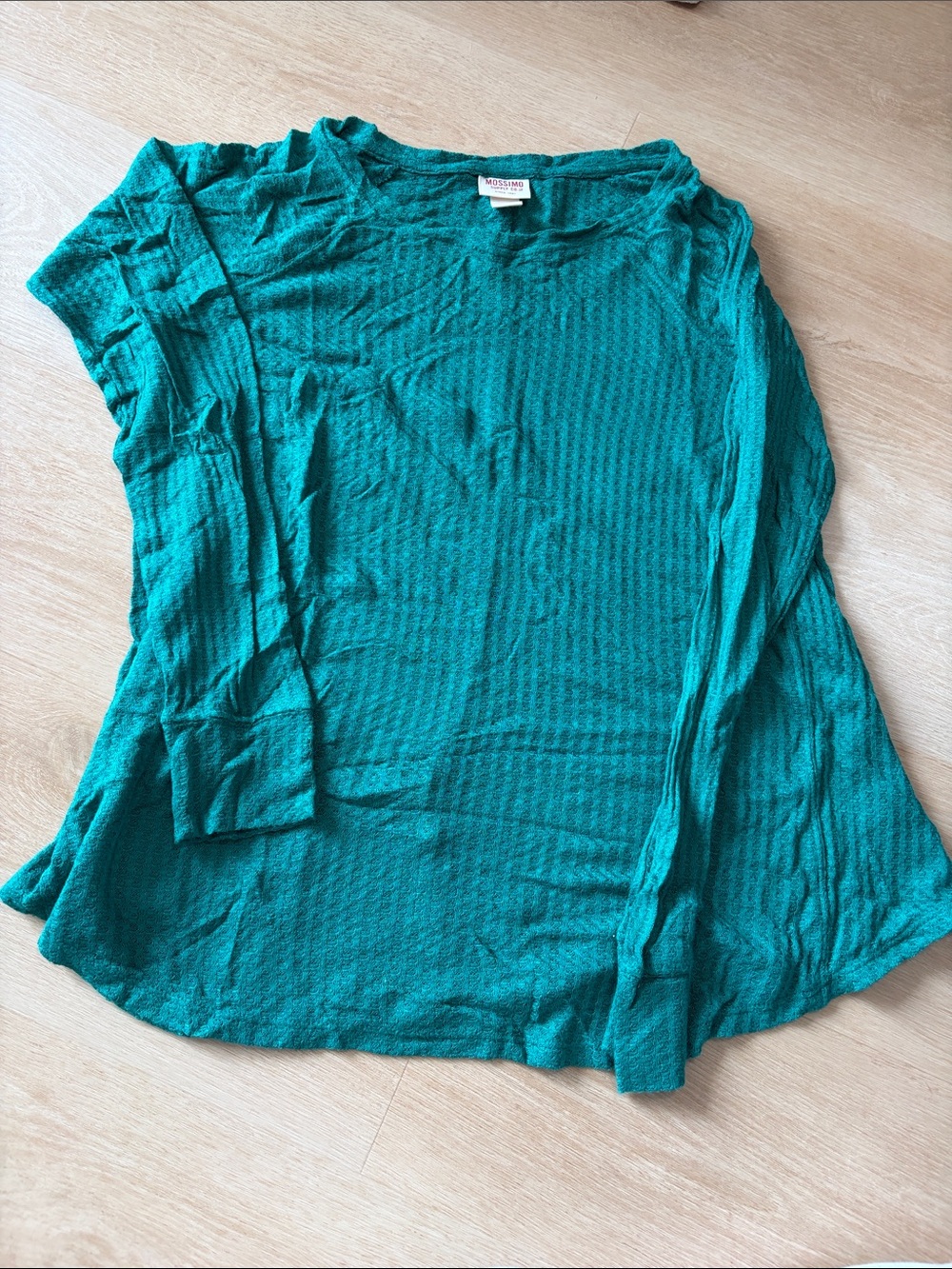 Mossimo Supply Co. Oversized Long Sleeve Waffle Knit Top - Teal Green